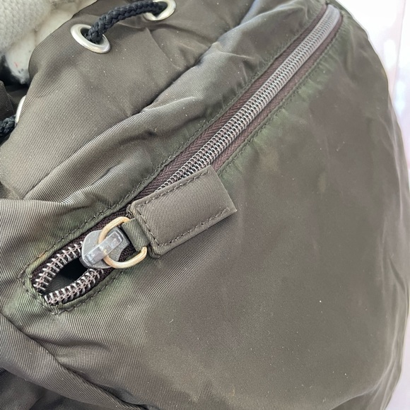 PRADA DOUBLE BUCKLE SMALL BACKPACK TESSUTO BLACK/DARK GREEN - Picture 6 of 12